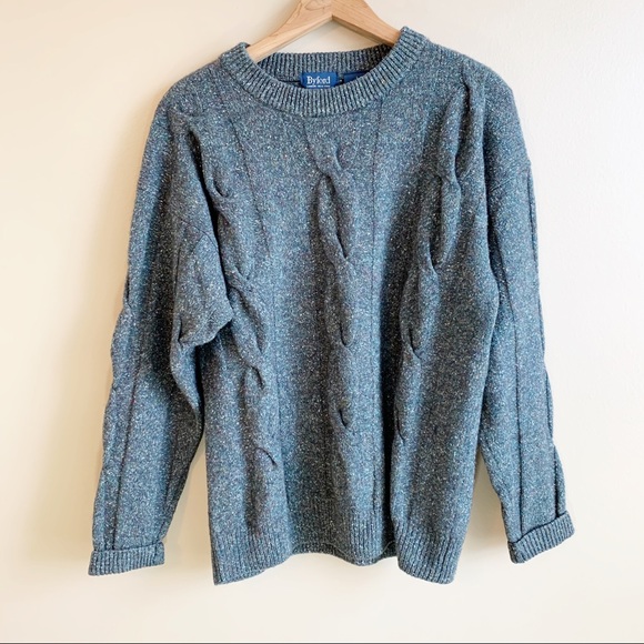 Vintage Sweaters - VINTAGE green fisherman sweater lambs wool Large